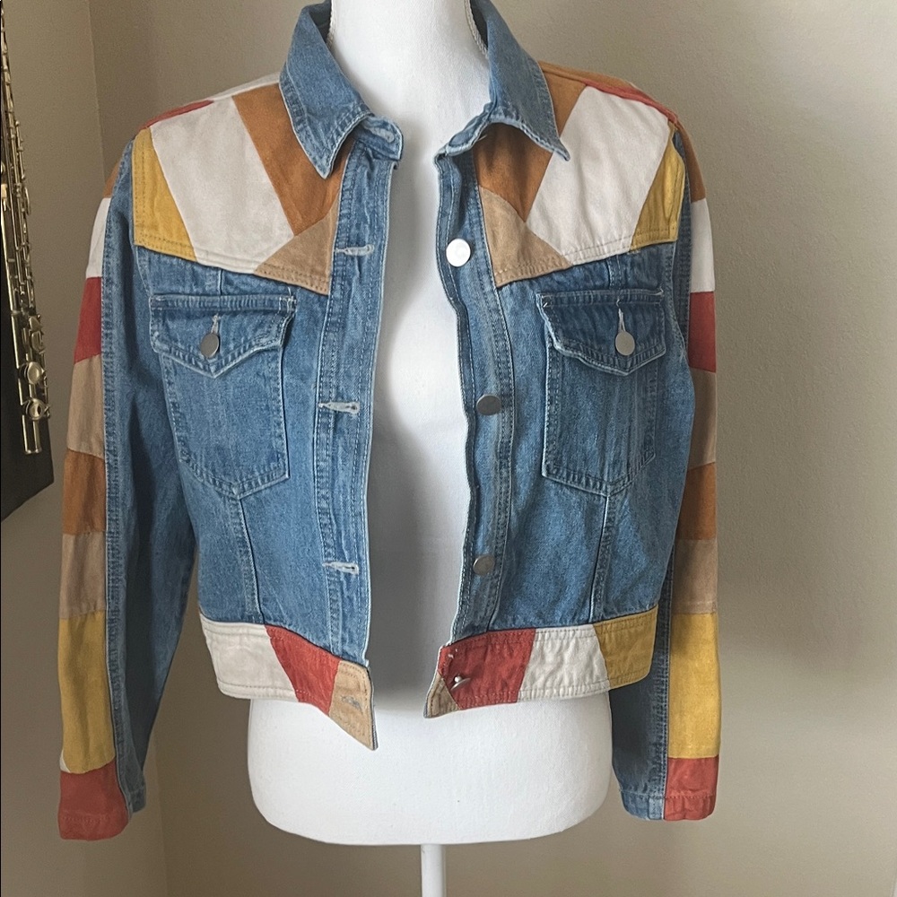 Fate boutique brand Colorful Patchwork Denim Jacket